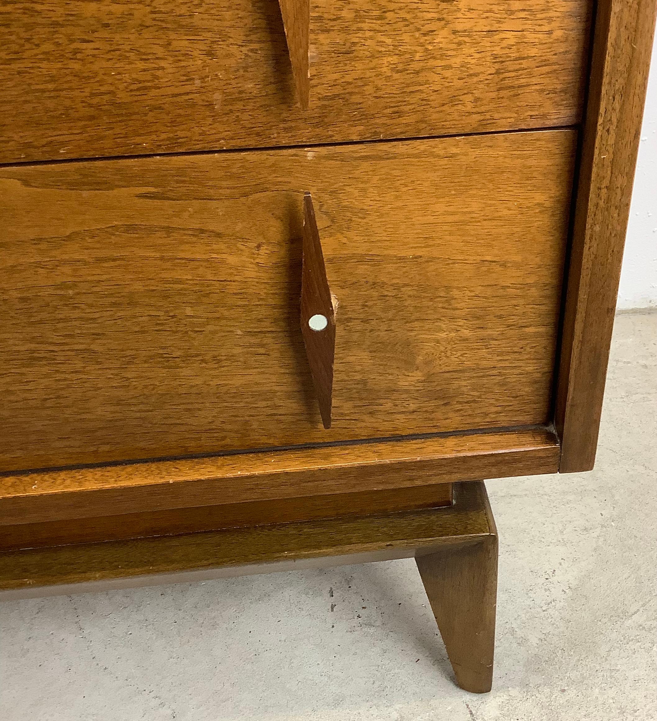 Vintage Highboy Dresser With Pointed Handles by American of Martinsville 11