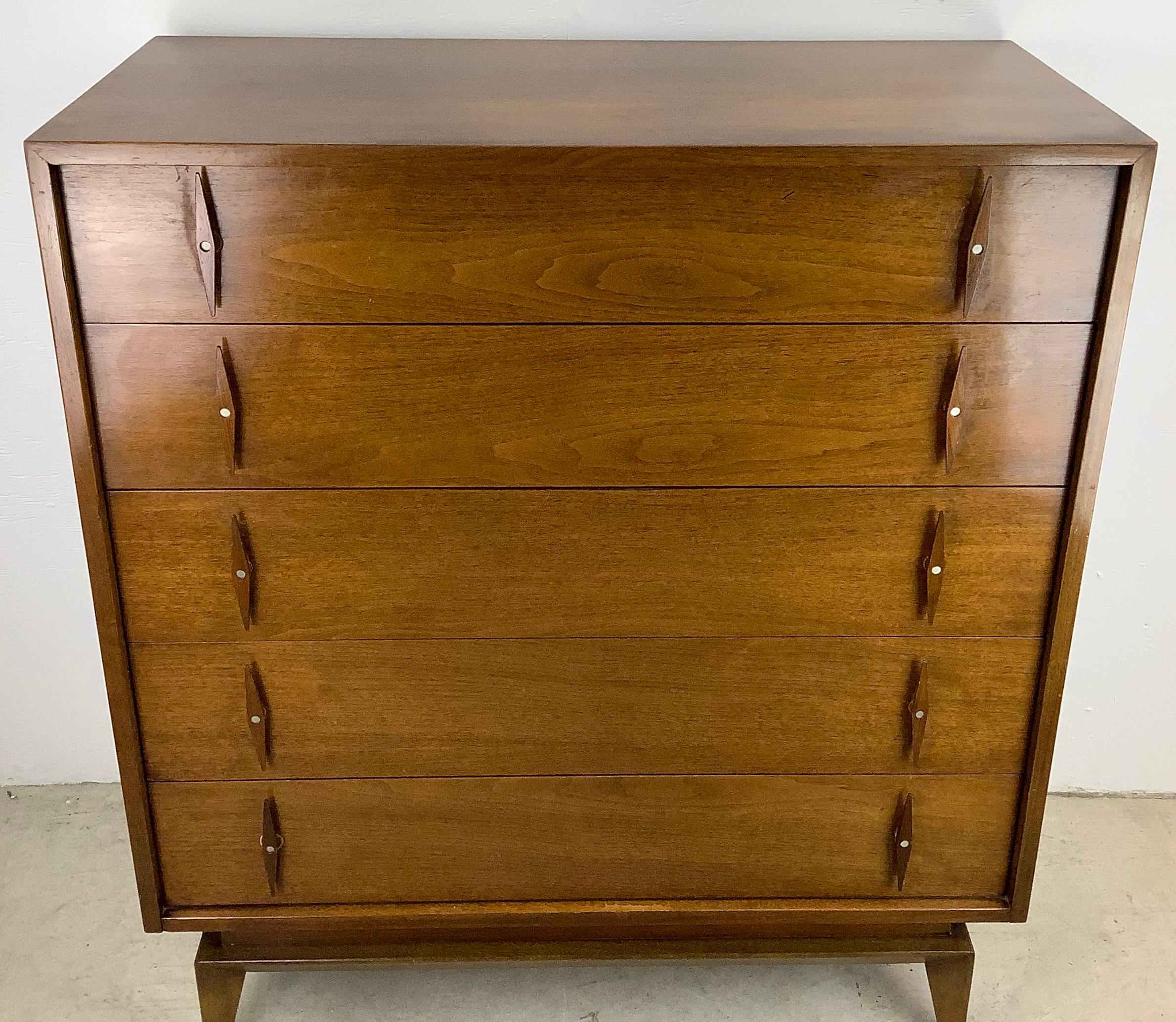 20th Century Vintage Highboy Dresser With Pointed Handles by American of Martinsville