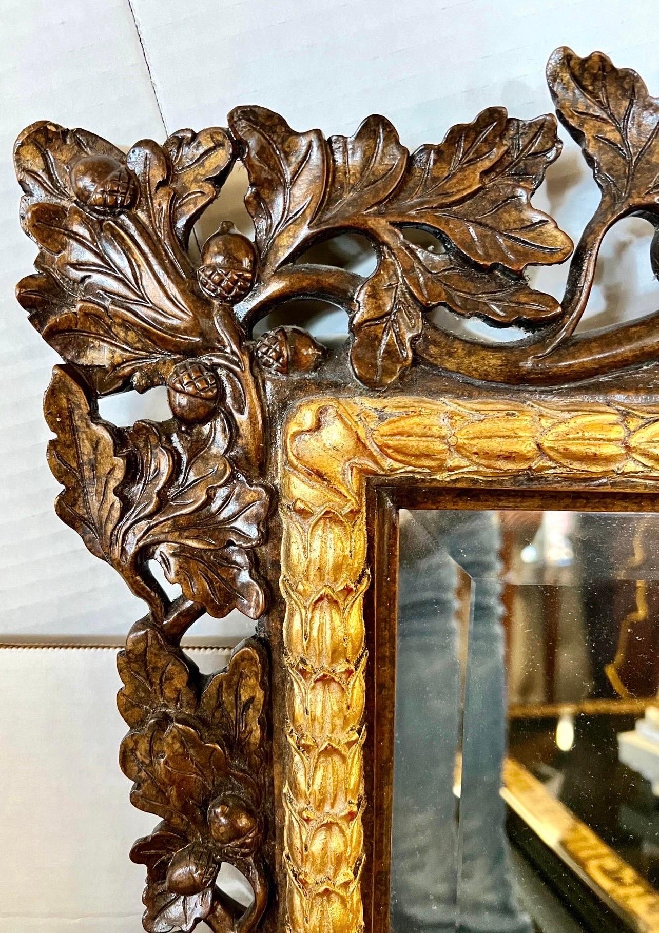 20th Century Vintage Highly Carved Labarge Oak Leaf and Acorn Mirror