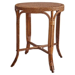 Vintage Highly Detailed Circular Occasional Rattan Table, France, 1930s