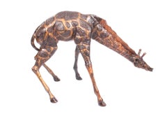 Vintage Highly Detailed Pair of Large Bronze Giraffes Late 20th Century