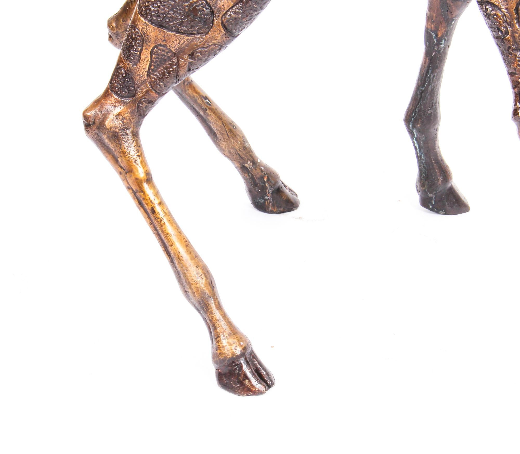 Vintage Pair of Large Bronze Giraffes, Late 20th Century 3