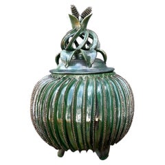 Vintage Hilario Alejo Madrigal Glazed Terracotta Pineapple Jar