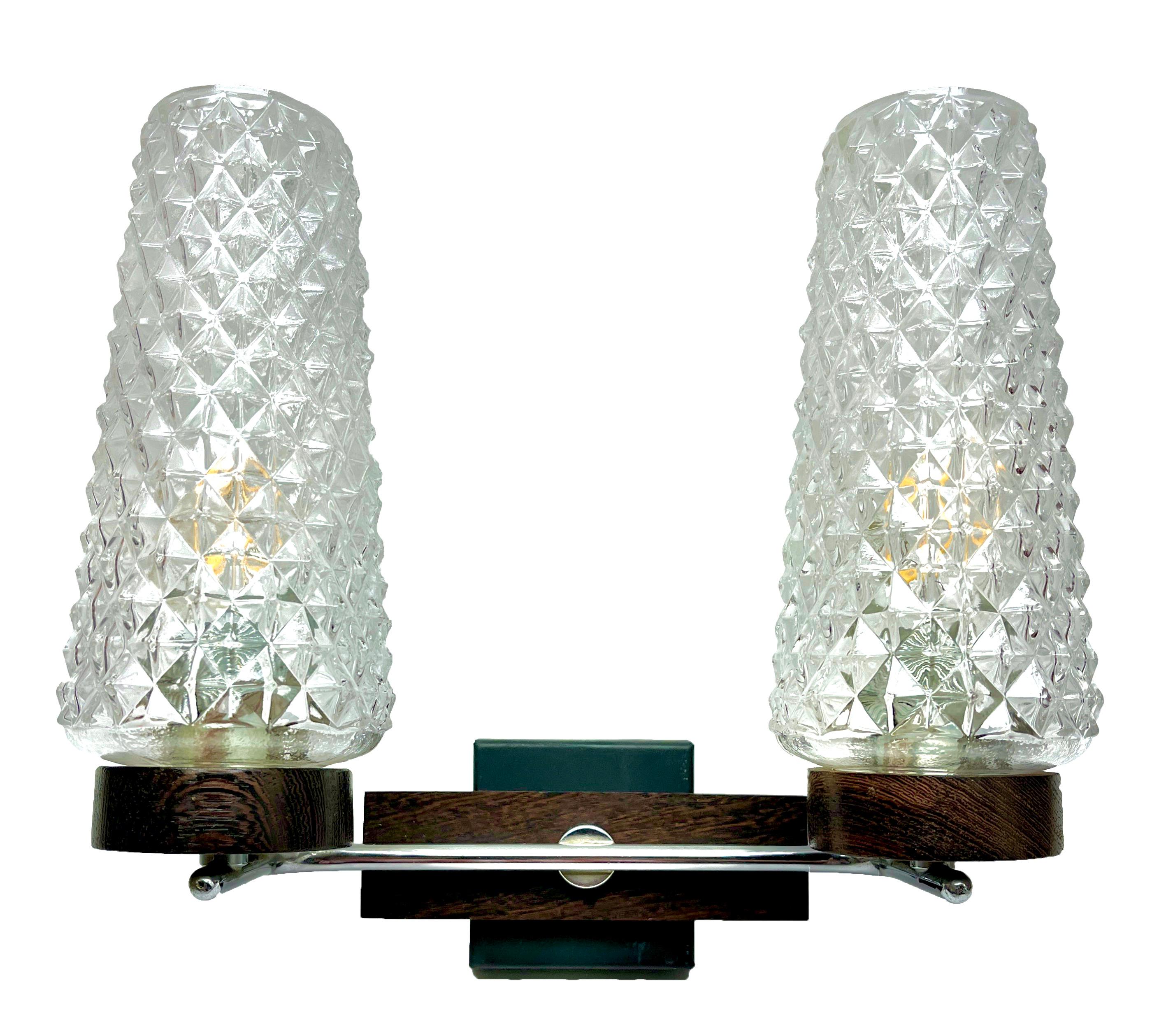 Mid-20th Century Vintage Hillebrand Germany, Pair of 2 Arm Wall Mount Lamp, the 1960s For Sale