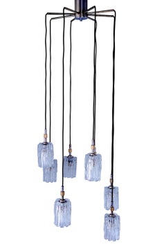 Vintage Hillebrand Glass Pendant Ceiling Light, 1970s