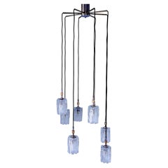 Retro Hillebrand Glass Pendant Ceiling Light, 1970s