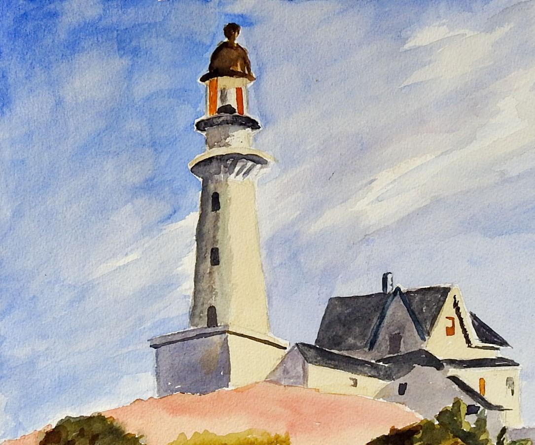 watercolor painting lighthouse