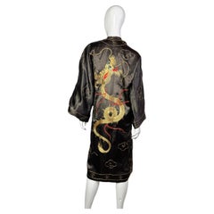 Vintage сhinese silk dragon embroidered robe