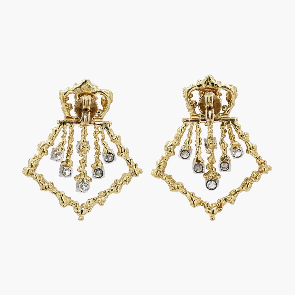 Vintage Scharnier Gold und Diamant  Türklopfer-Ohrringe im Zustand „Gut“ im Angebot in Princeton, NJ