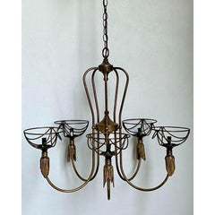 Vintage Hinkley Burnished Brass Tassel Chandelier