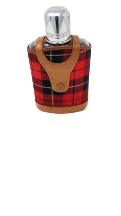 Vintage Hip Flask with Tartan and Leather Cover