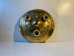 Vintage Hippie Repurposed Wall Sconce or Ceiling Lamp in Embossed Brass