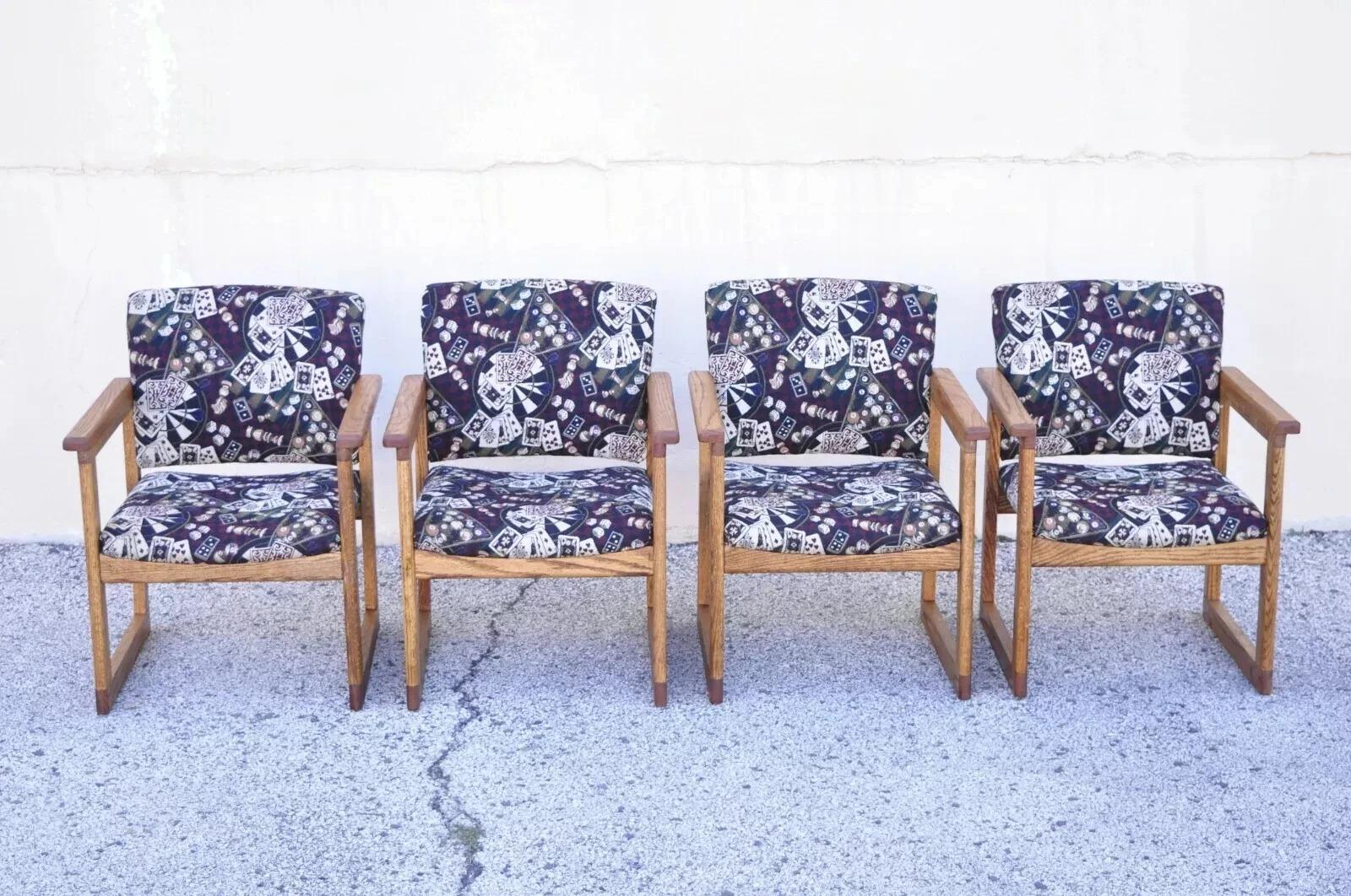 Vintage Hippopotamus Spectator Casino Billiards Oak Game Arm Chairs - Set of 4 For Sale 5
