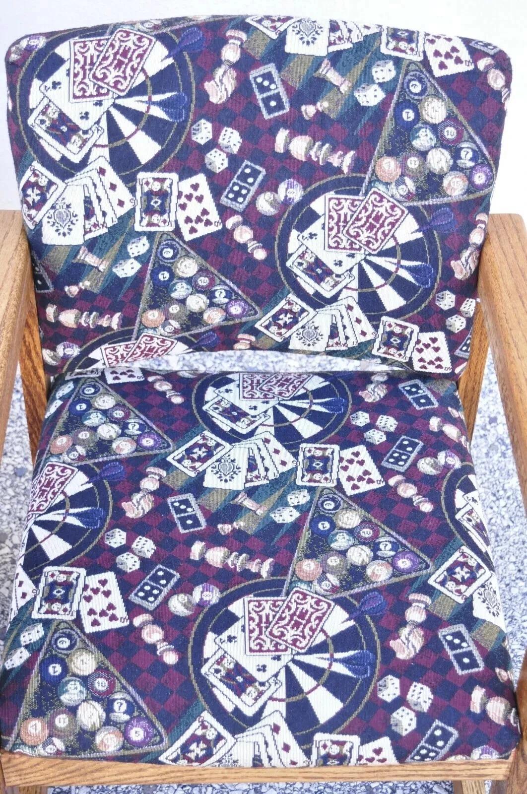 Unknown Vintage Hippopotamus Spectator Casino Billiards Oak Game Arm Chairs - Set of 4 For Sale