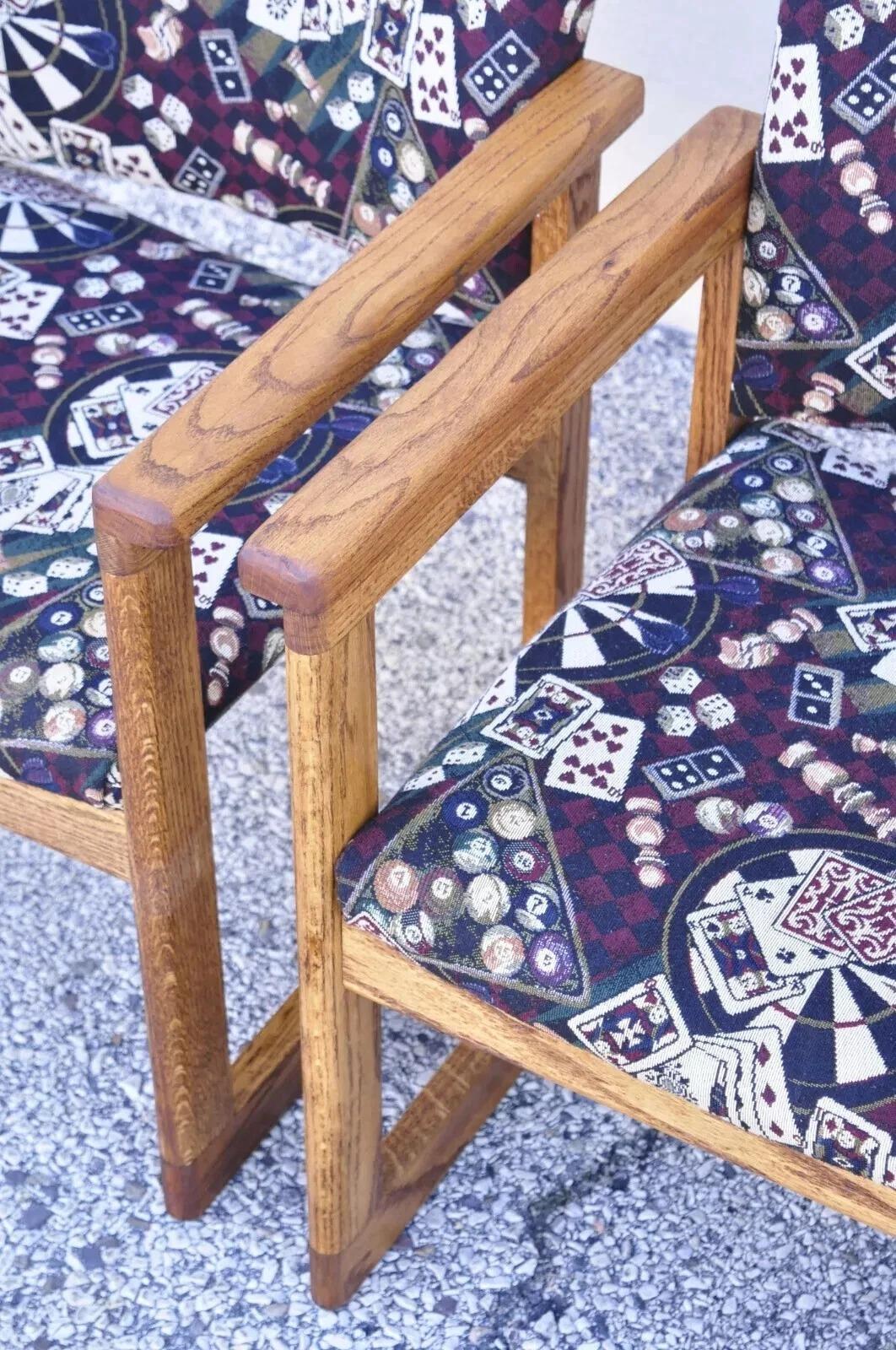 Vintage Hippopotamus Spectator Casino Billiards Oak Game Arm Chairs - Set of 4 For Sale 2