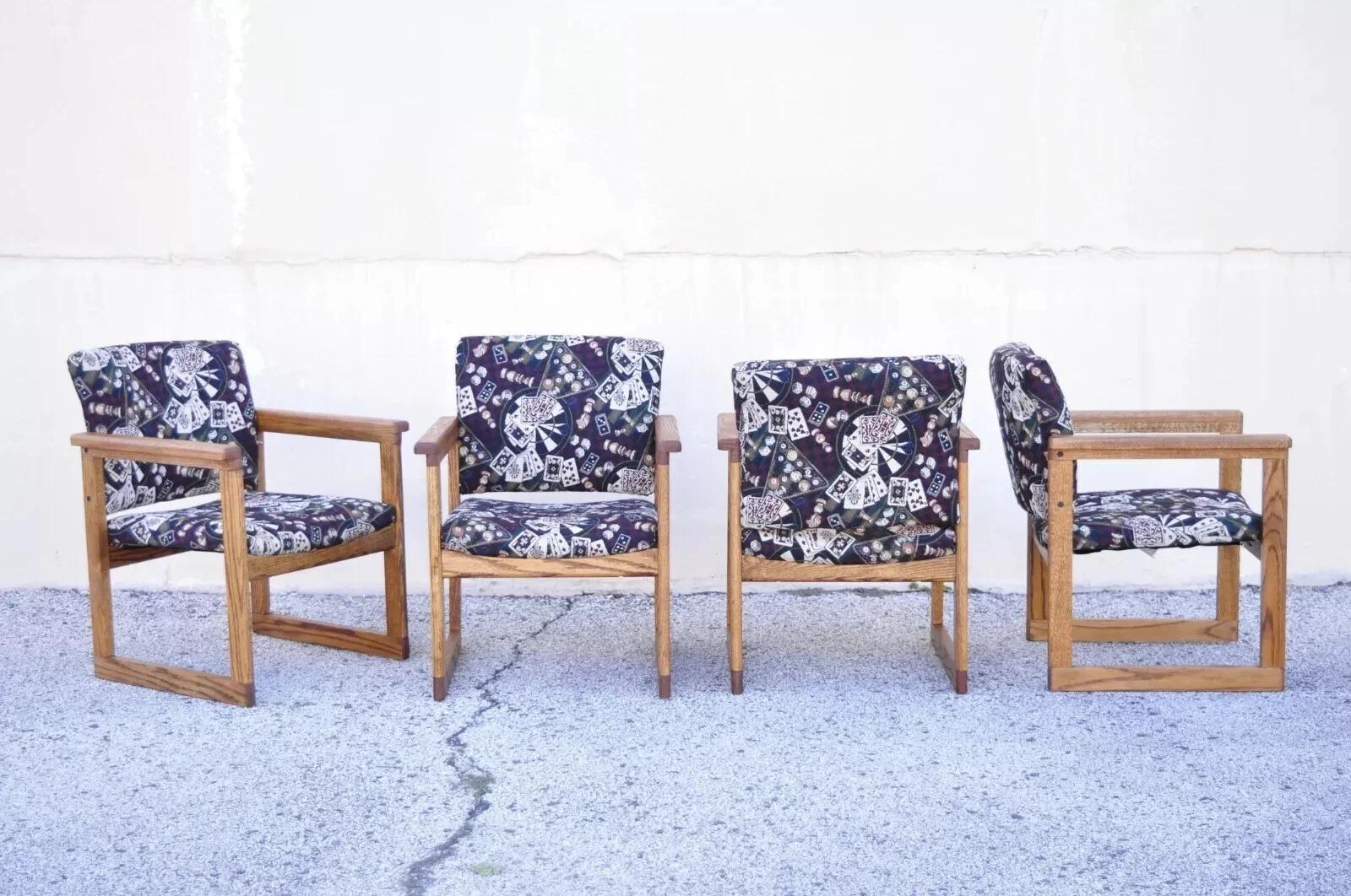Vintage Hippopotamus Spectator Casino Billiards Oak Game Arm Chairs - Set of 4 For Sale 3