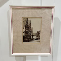 Vintage Historical Architectural Landscape Etchings - Original Set of 4, Framed