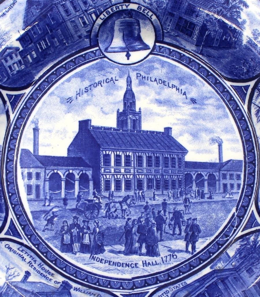 Transferware-Teller „Historical Philadelphia“ von The Rowland & Marsellus, Vintage im Angebot 3