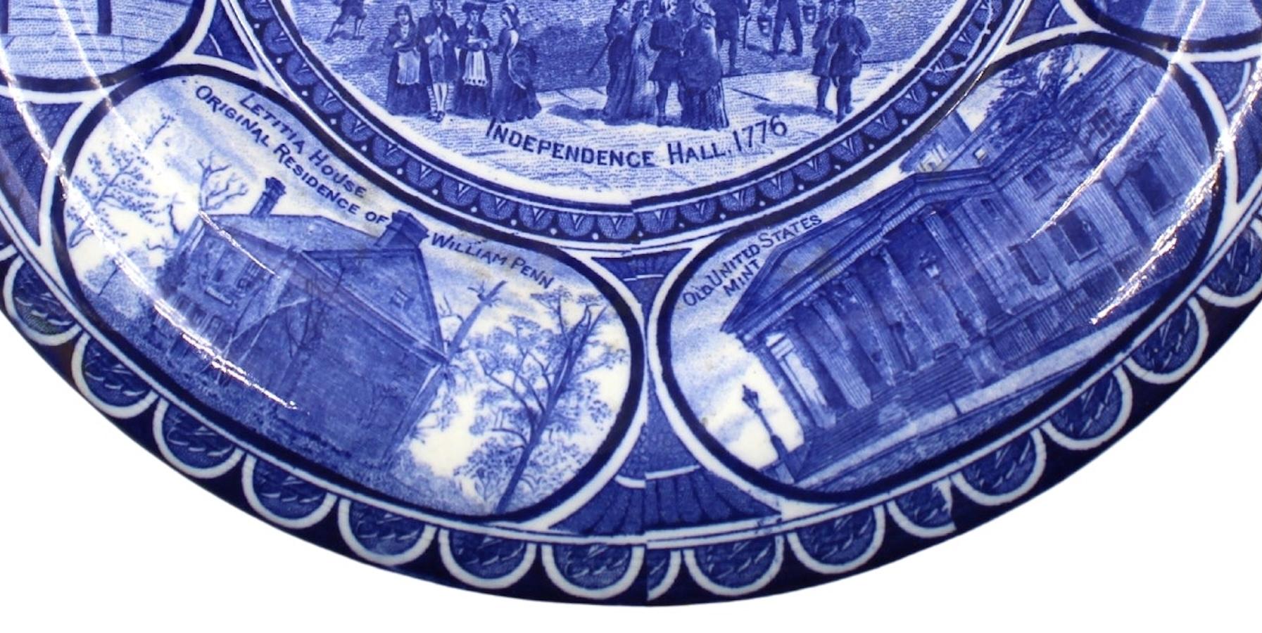 Transferware-Teller „Historical Philadelphia“ von The Rowland & Marsellus, Vintage im Angebot 5