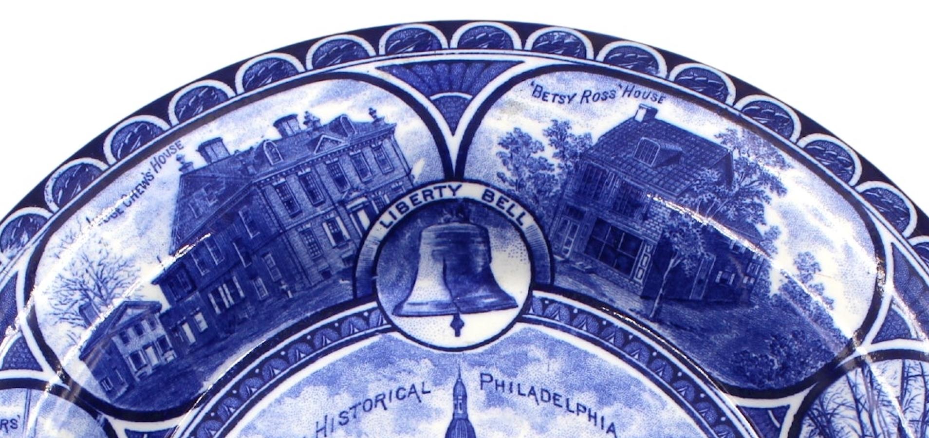 Transferware-Teller „Historical Philadelphia“ von The Rowland & Marsellus, Vintage im Angebot 1