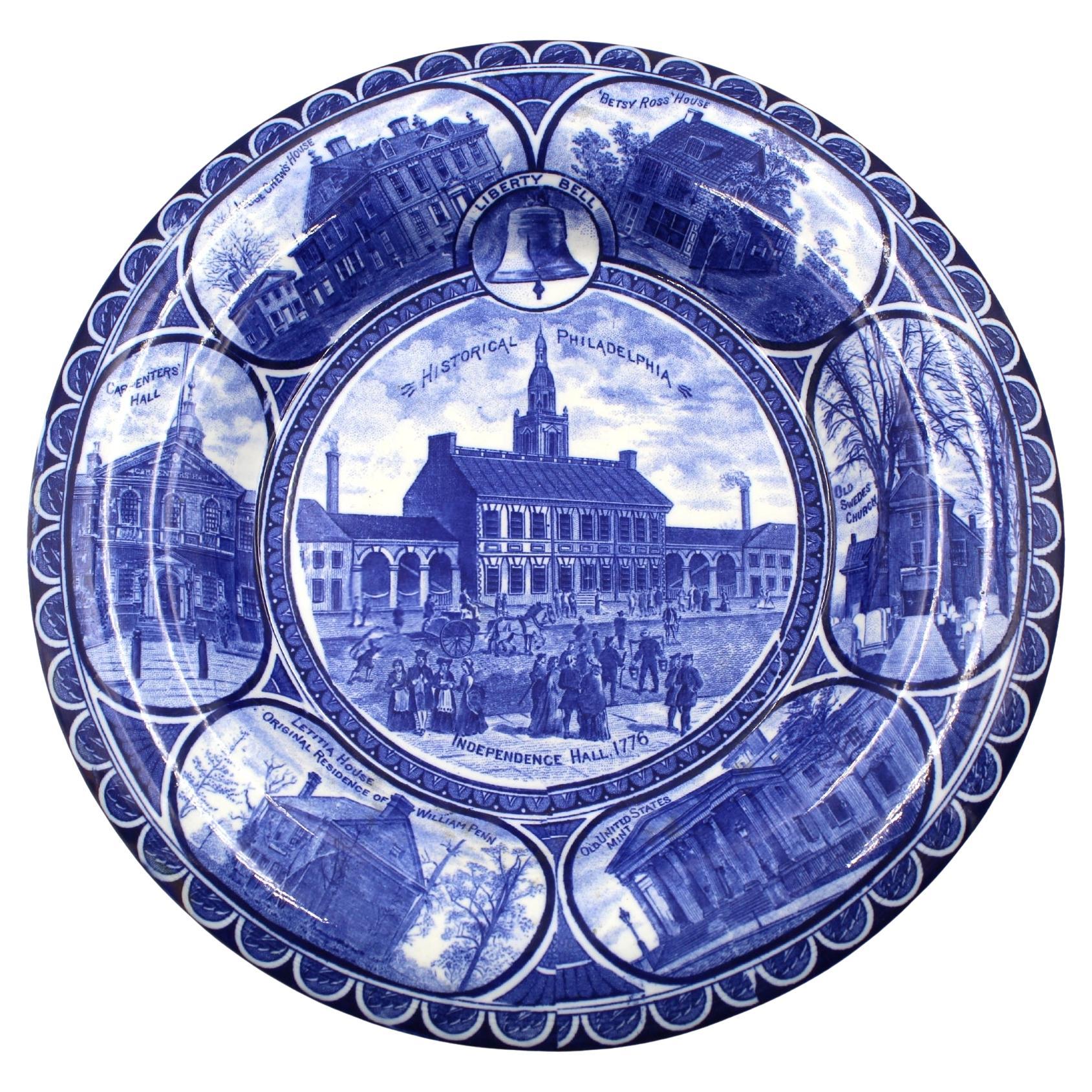 Vintage "Historical Philadelphia" Transferware Plate by The Rowland & Marsellus