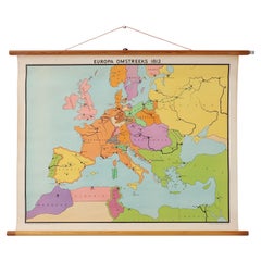 Vintage historical wall map of Europe around 1812, Belgium 1950s