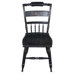 Retro Hitchcock Black & Gold Stenciled Windsor Country Farmhouse Side Chair 