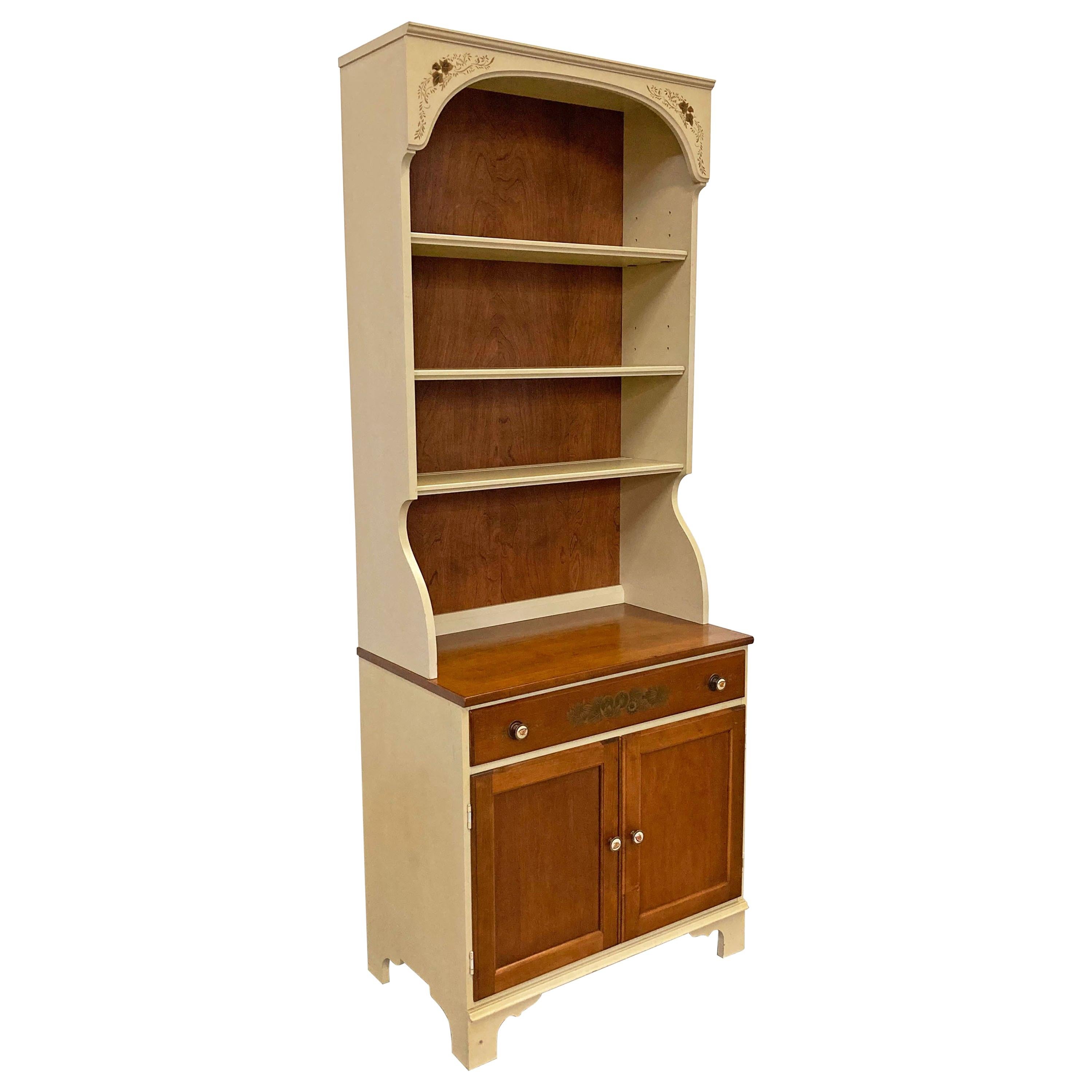 Vintage Hitchcock Cherry 2-Piece Shelf Bookcase Cabinet