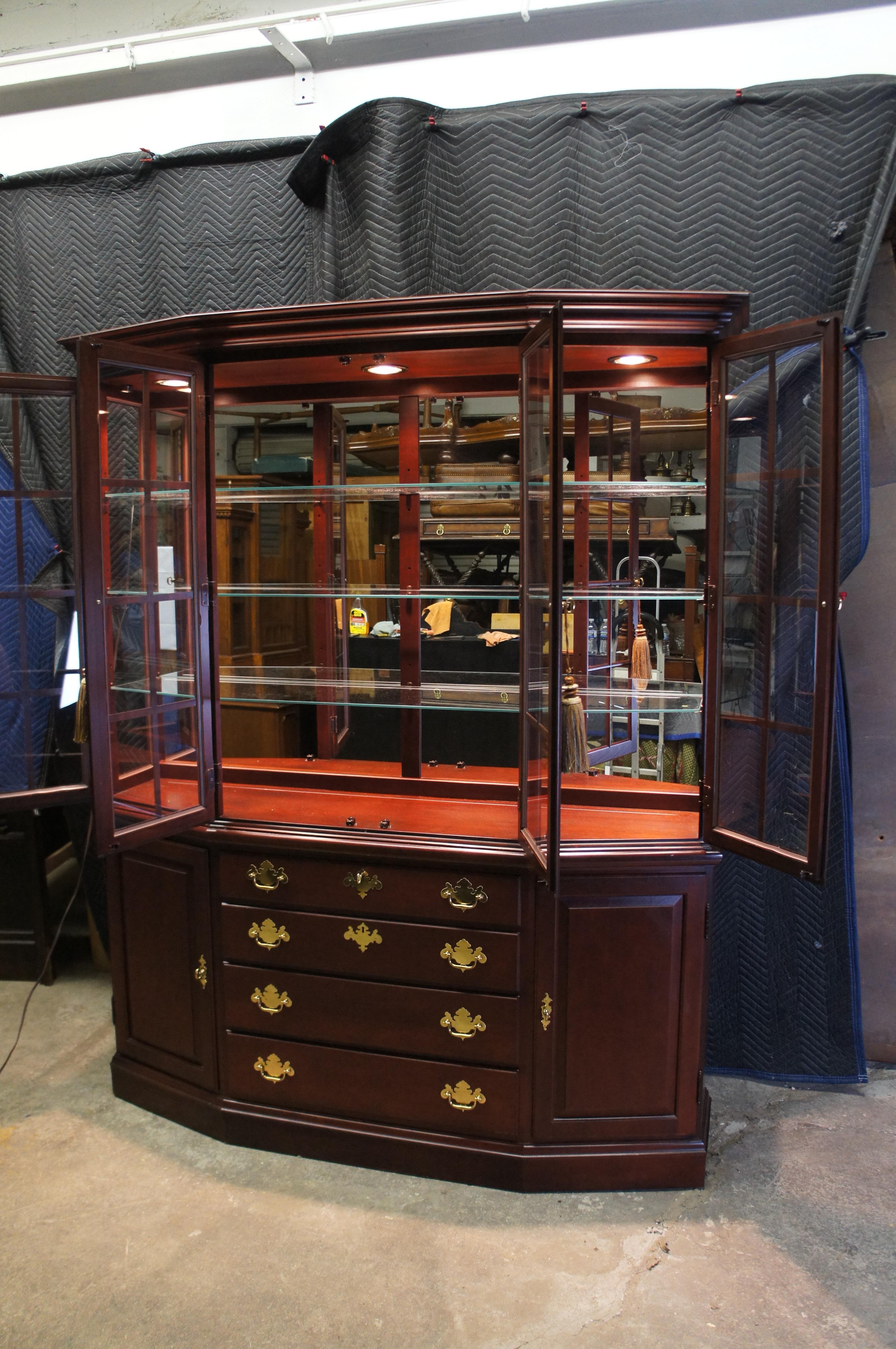 Vintage Hitchcock Colonial Cherry Illuminated China Curio Display Cabinet Hutch 5