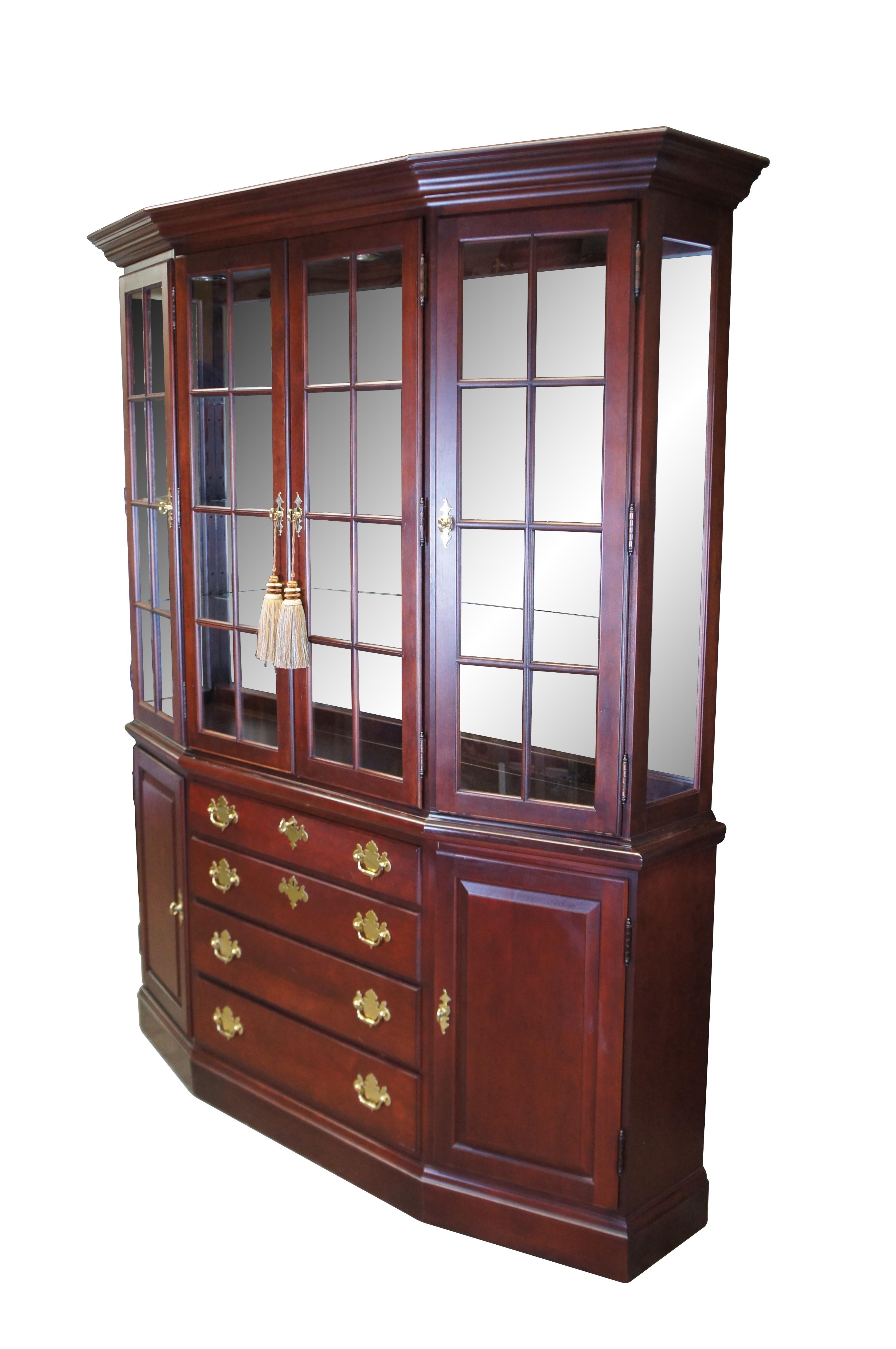 Vintage Hitchcock Colonial Cherry Illuminated China Curio Display Cabinet Hutch 6