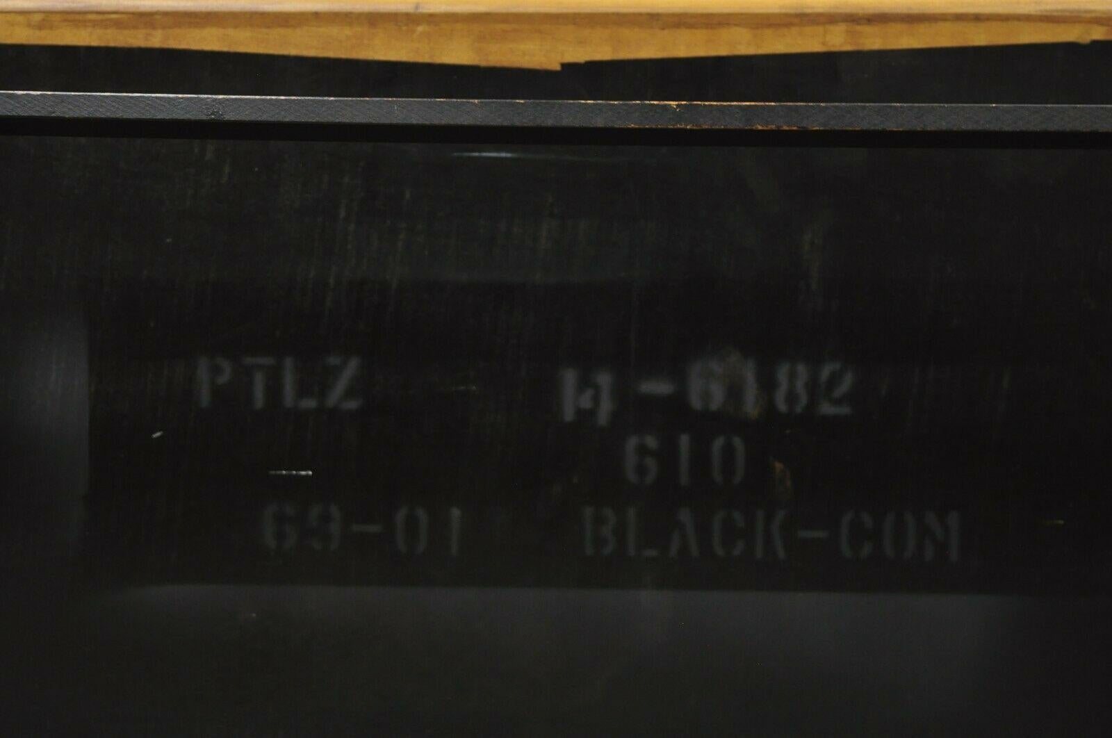 20th Century Vintage Hitchcock Deacon Arrow Back Bench Black Maple Birch Stencil Ethan Allen