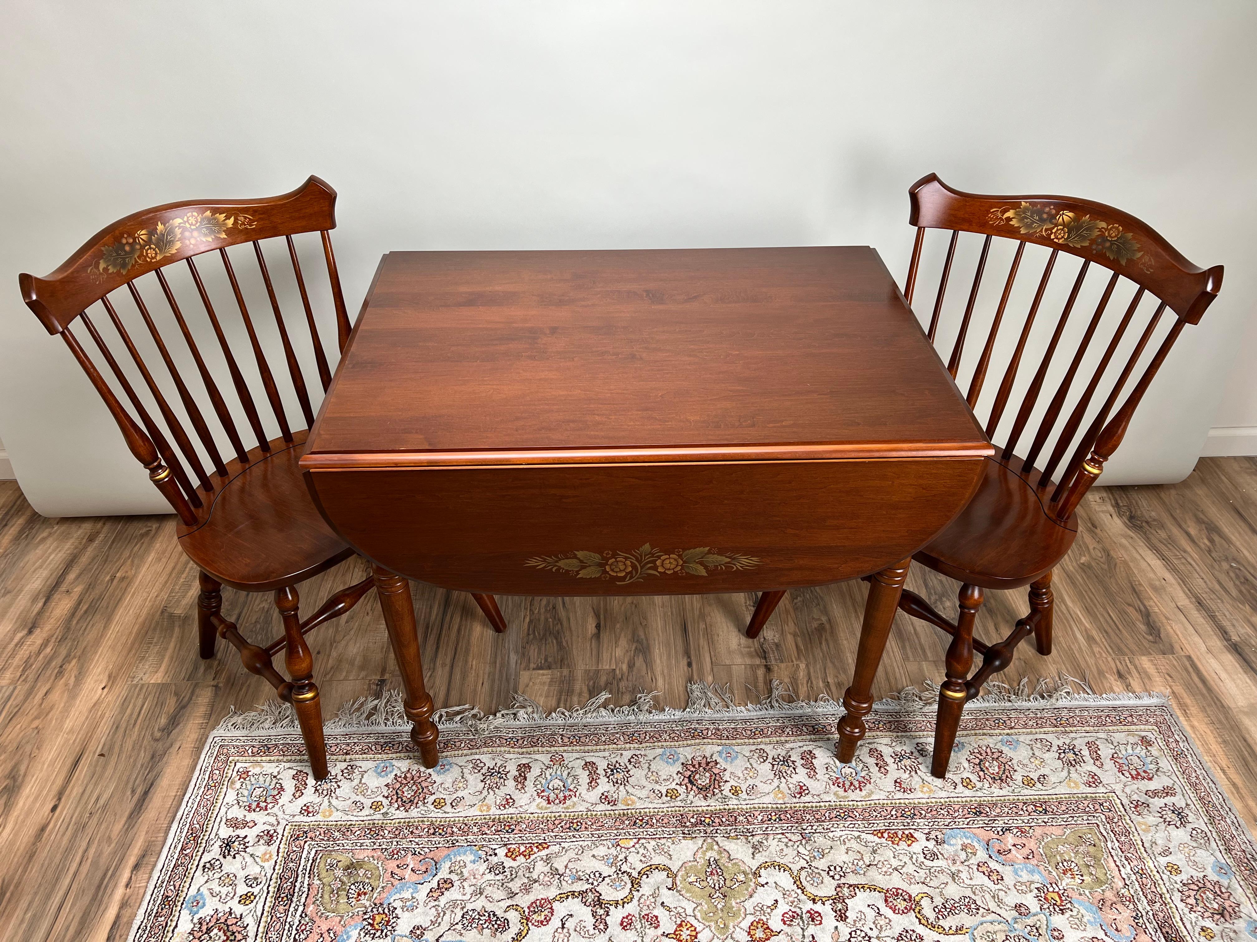American Classical Vintage Hitchcock Maple Drop Leaf Breakfast Table and Matching Side Chairs