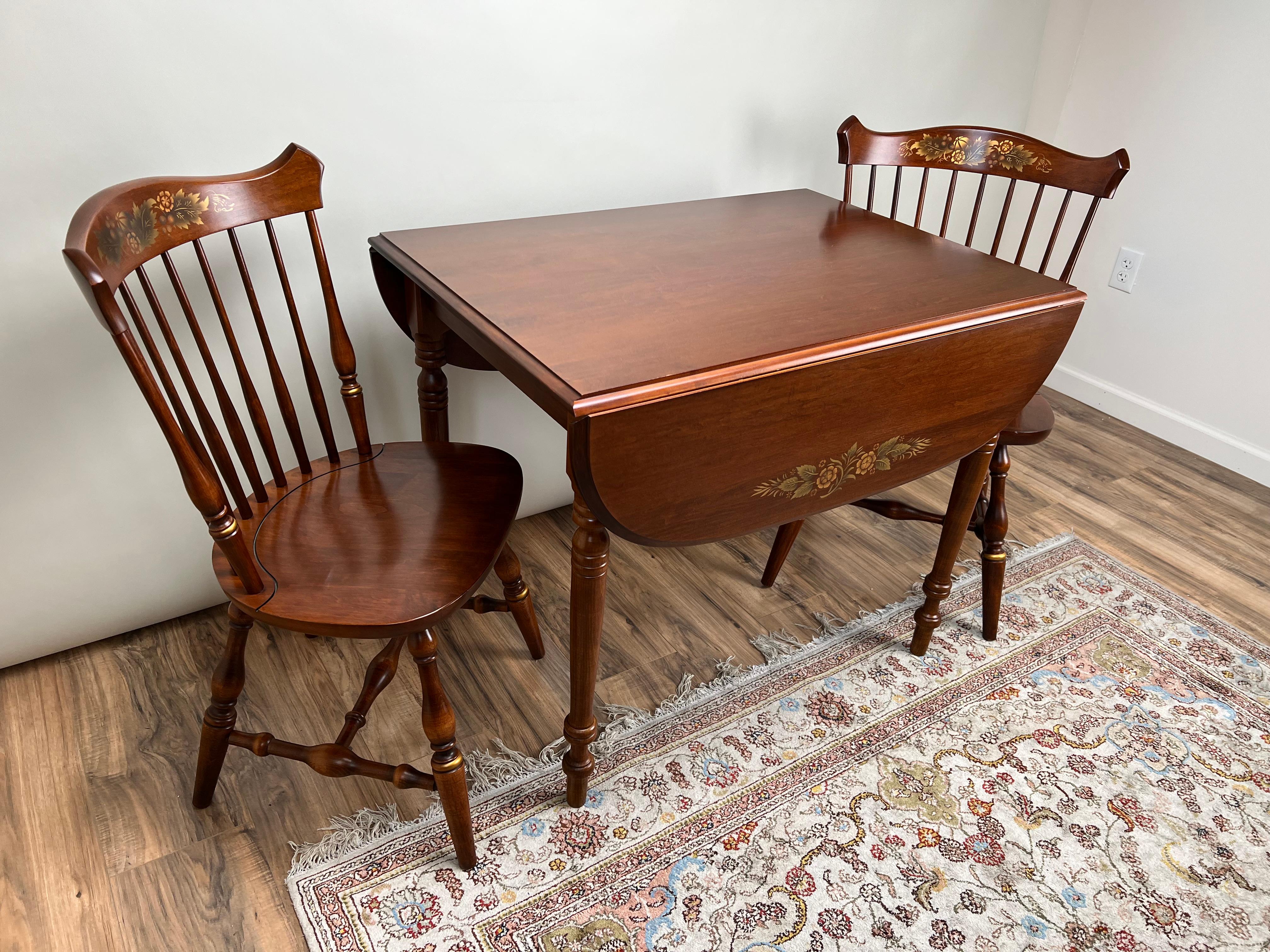 American Vintage Hitchcock Maple Drop Leaf Breakfast Table and Matching Side Chairs