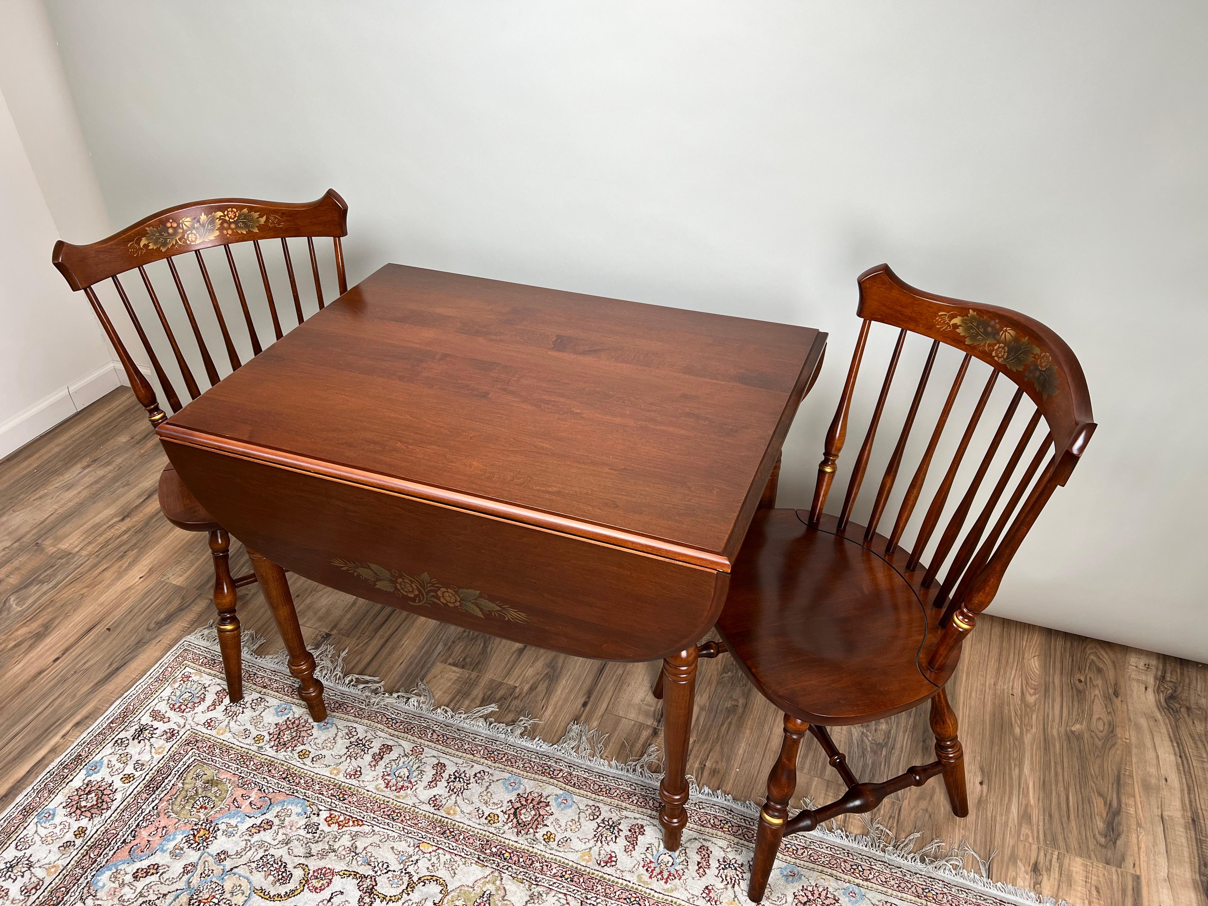 Vintage Hitchcock Maple Drop Leaf Breakfast Table and Matching Side Chairs In Good Condition In Westfield, MA