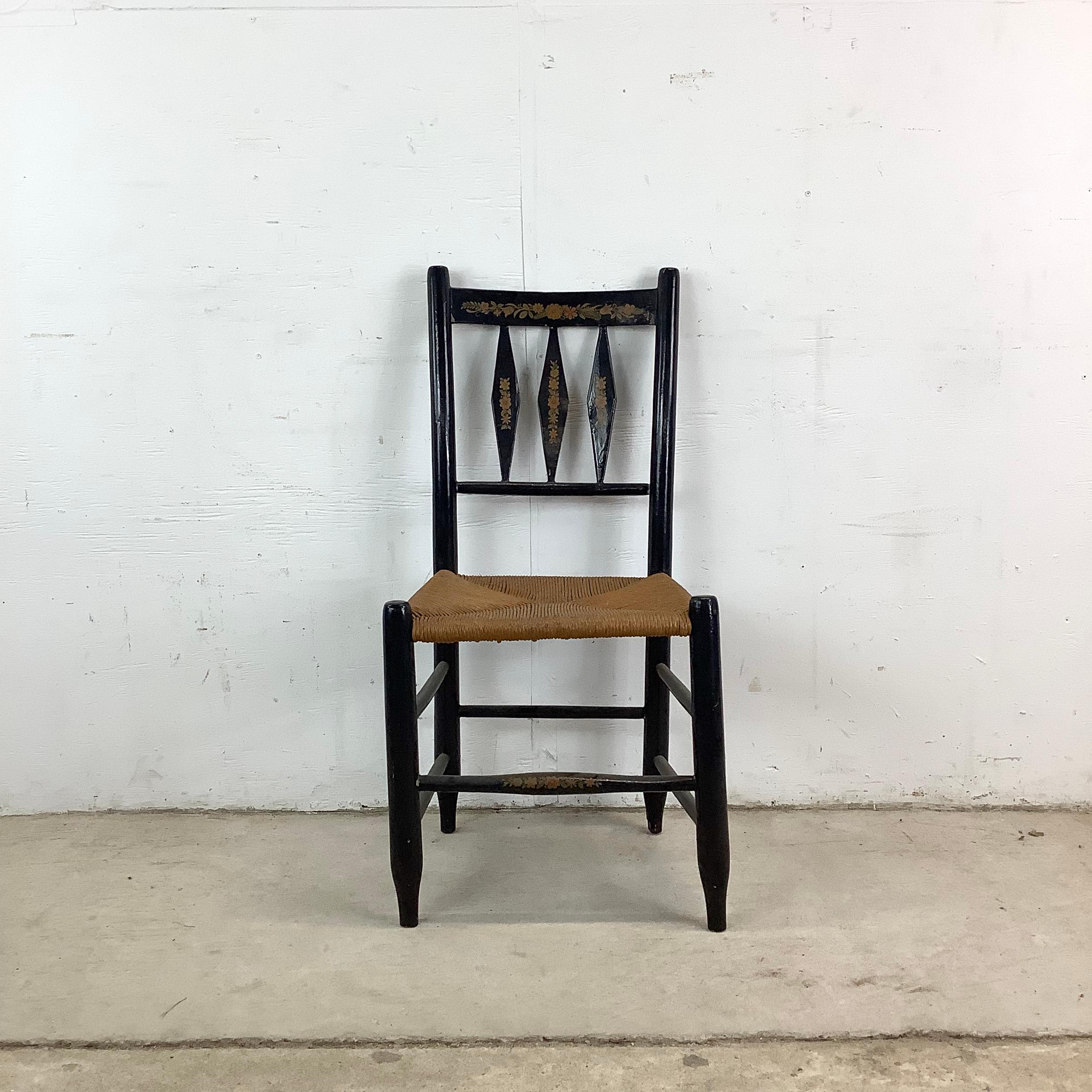 Vintage Hitchcock Beistellstuhl mit Binsen Sitz im Angebot 13