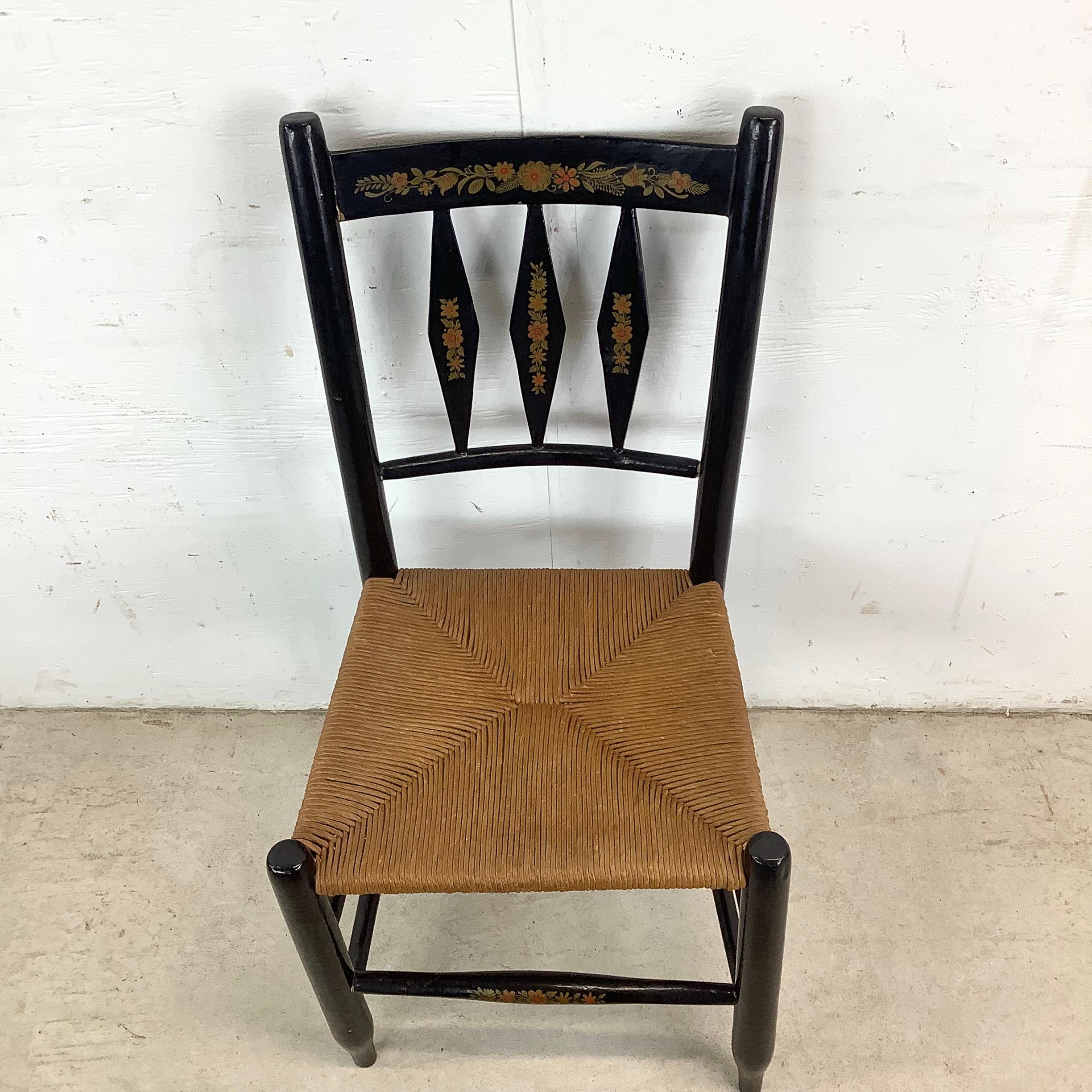 Vintage Hitchcock Beistellstuhl mit Binsen Sitz (Unbekannt) im Angebot