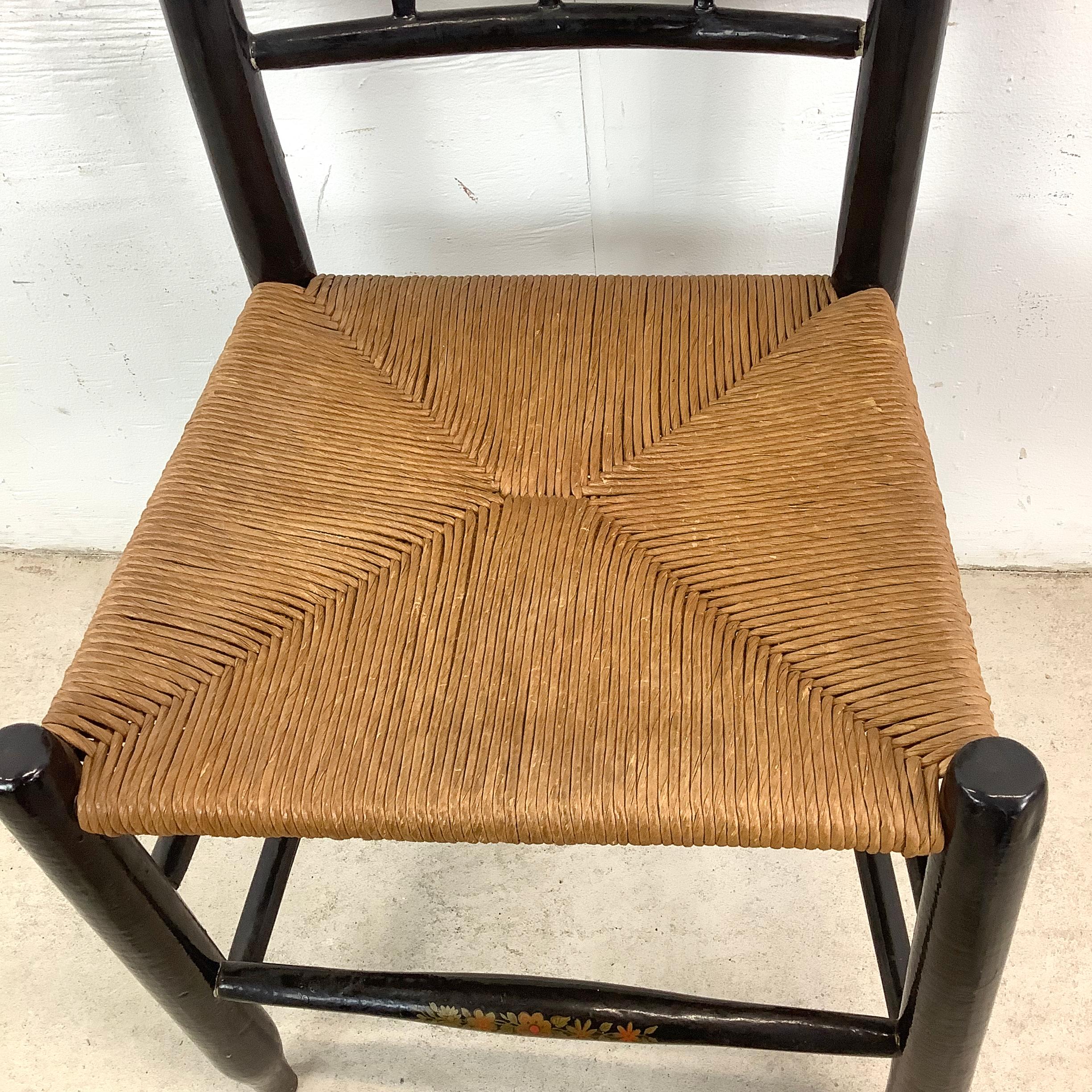 Vintage Hitchcock Beistellstuhl mit Binsen Sitz im Angebot 2