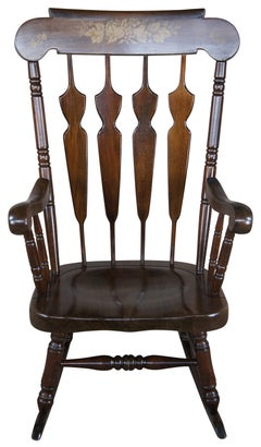 Vintage Hitchcock Style Windsor Back Maple Rocking Chair Stencil Harvest Rocker