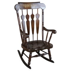 Retro Hitchcock Style Windsor Back Maple Rocking Chair Stencil Harvest Rocker