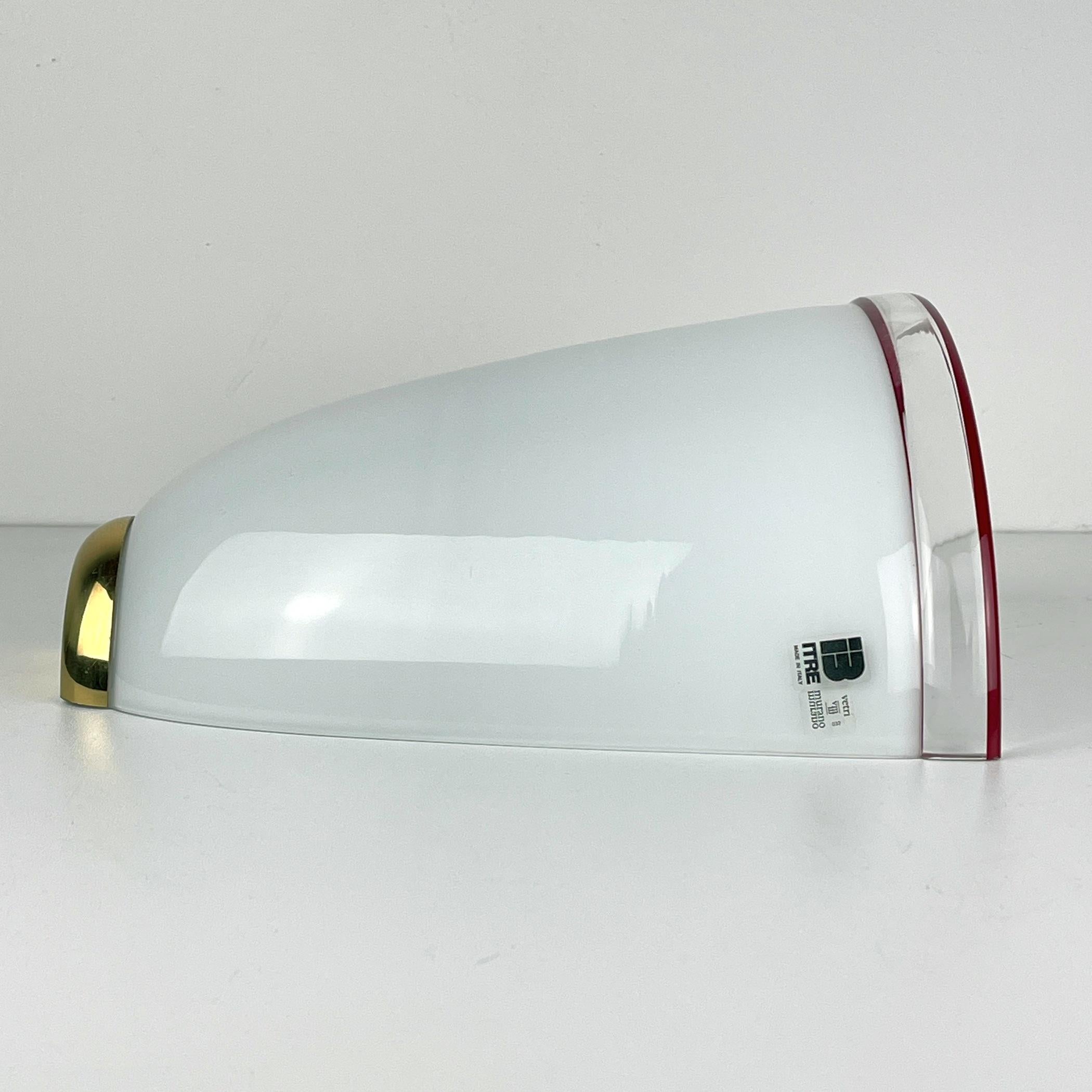 Vintage hite and red murano wall lamp by ITRE, Italy 1980s For Sale 5