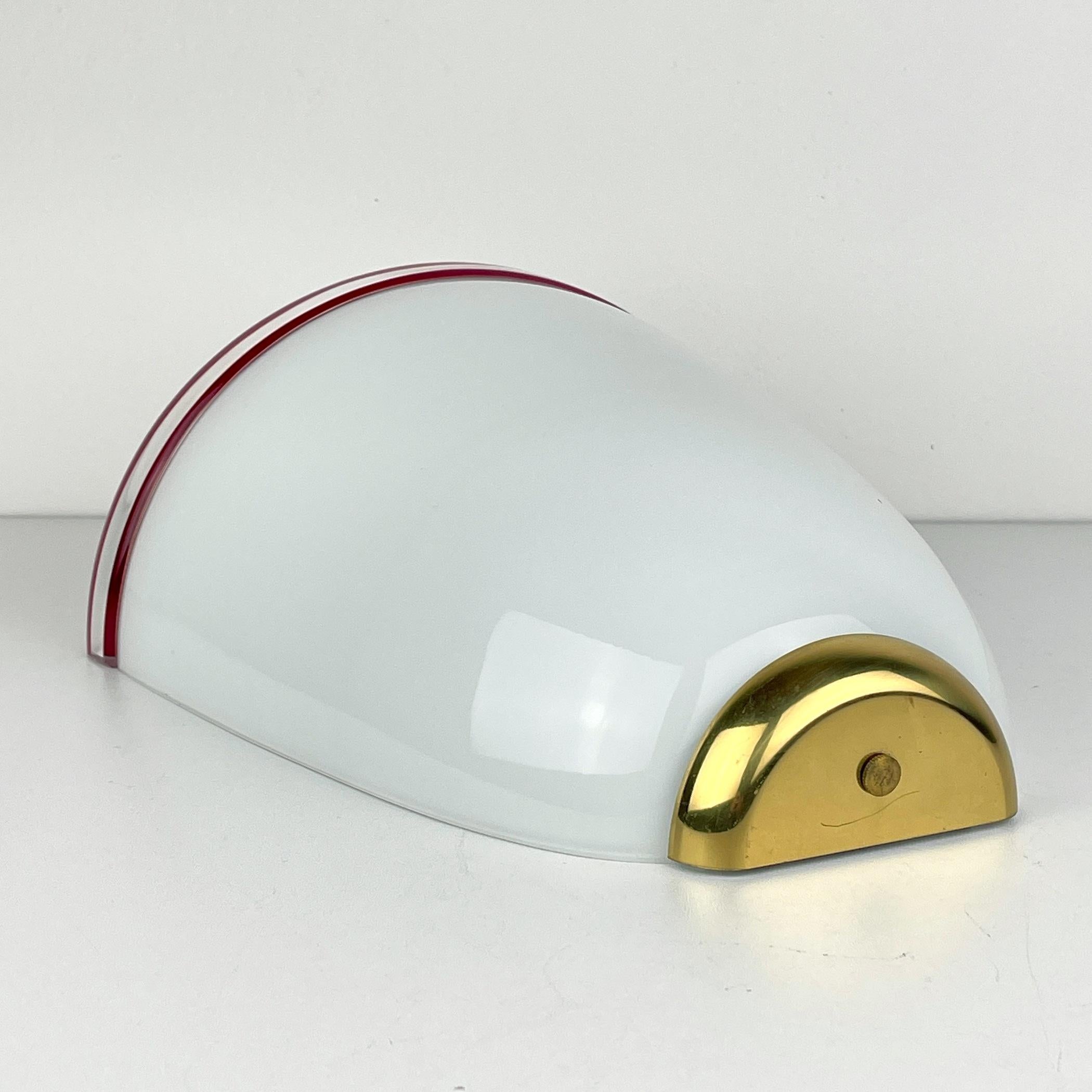 Vintage hite and red murano wall lamp by ITRE, Italy 1980s For Sale 6