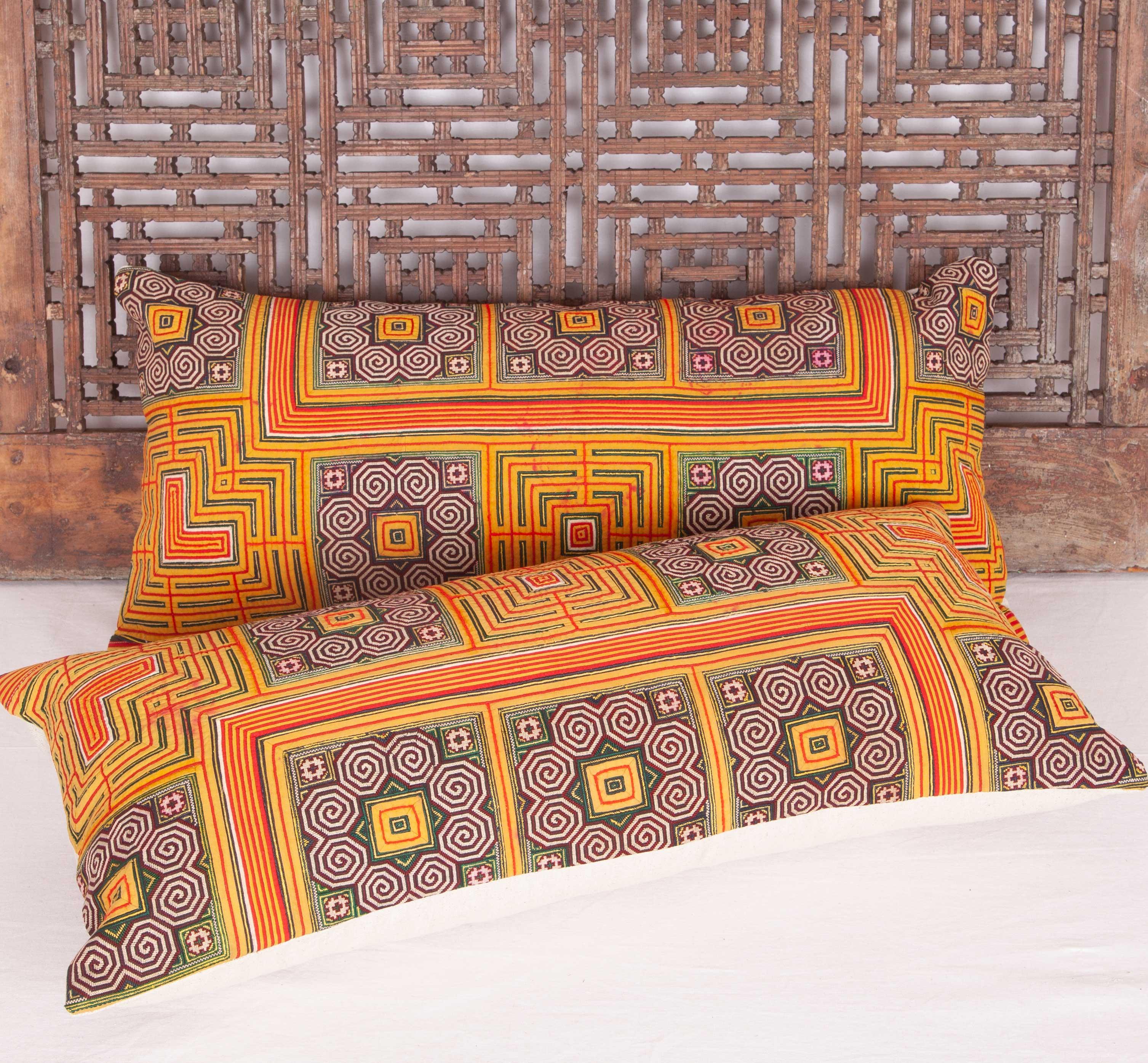 Cotton Vintage Hmong Hill Tribe Pillow Cases, Mid-20th Century