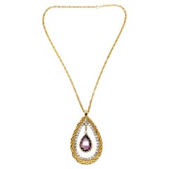Vintage Hobé Amethyst Eye Chain Pendant 1960s