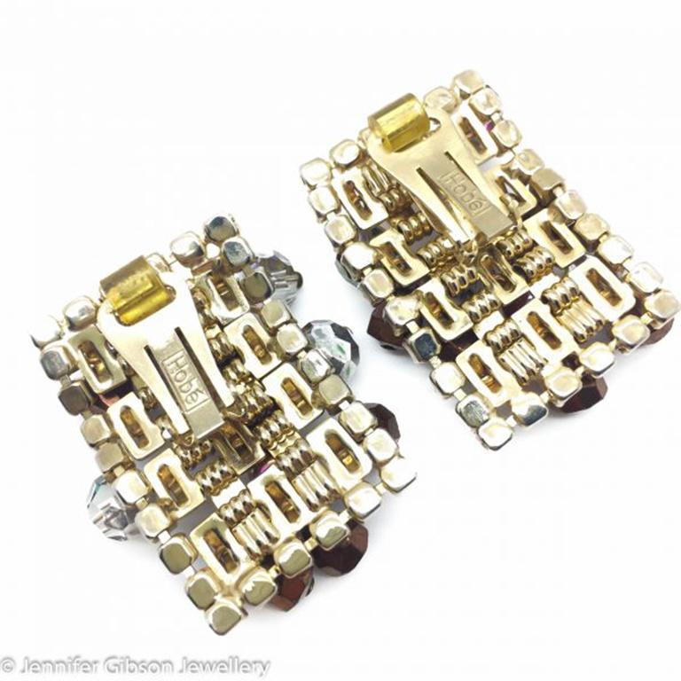 Pendientes de clip en cascada de cristal Hobe Vintage 1950S en Bueno estado para la venta en Wilmslow, GB