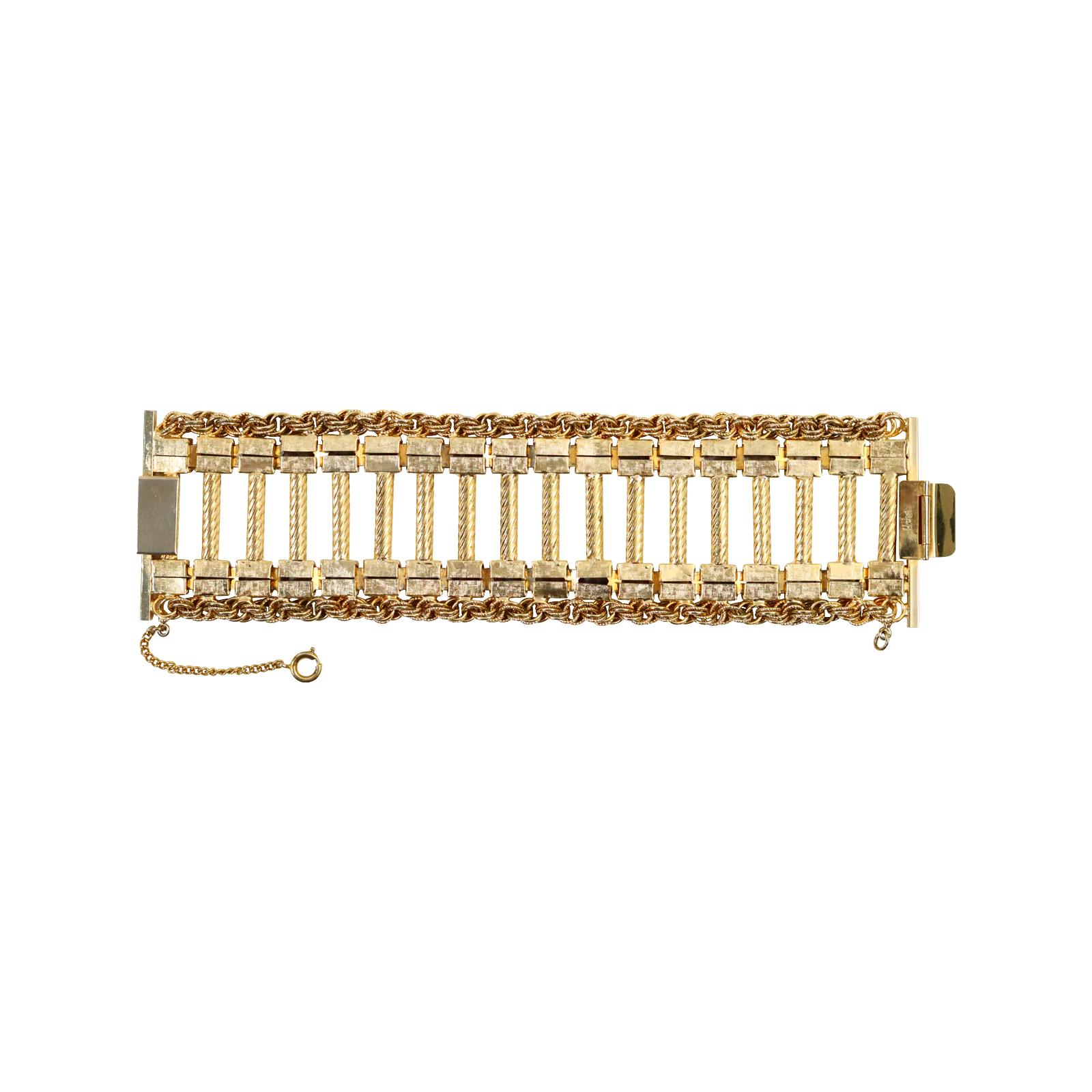Vintage Hobe Gold Wide Column Bracelet Circa 1960s 3
