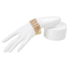 Vintage Hobe Jewelry Gold Tone Wide Link Bracelet, Circa 1970s