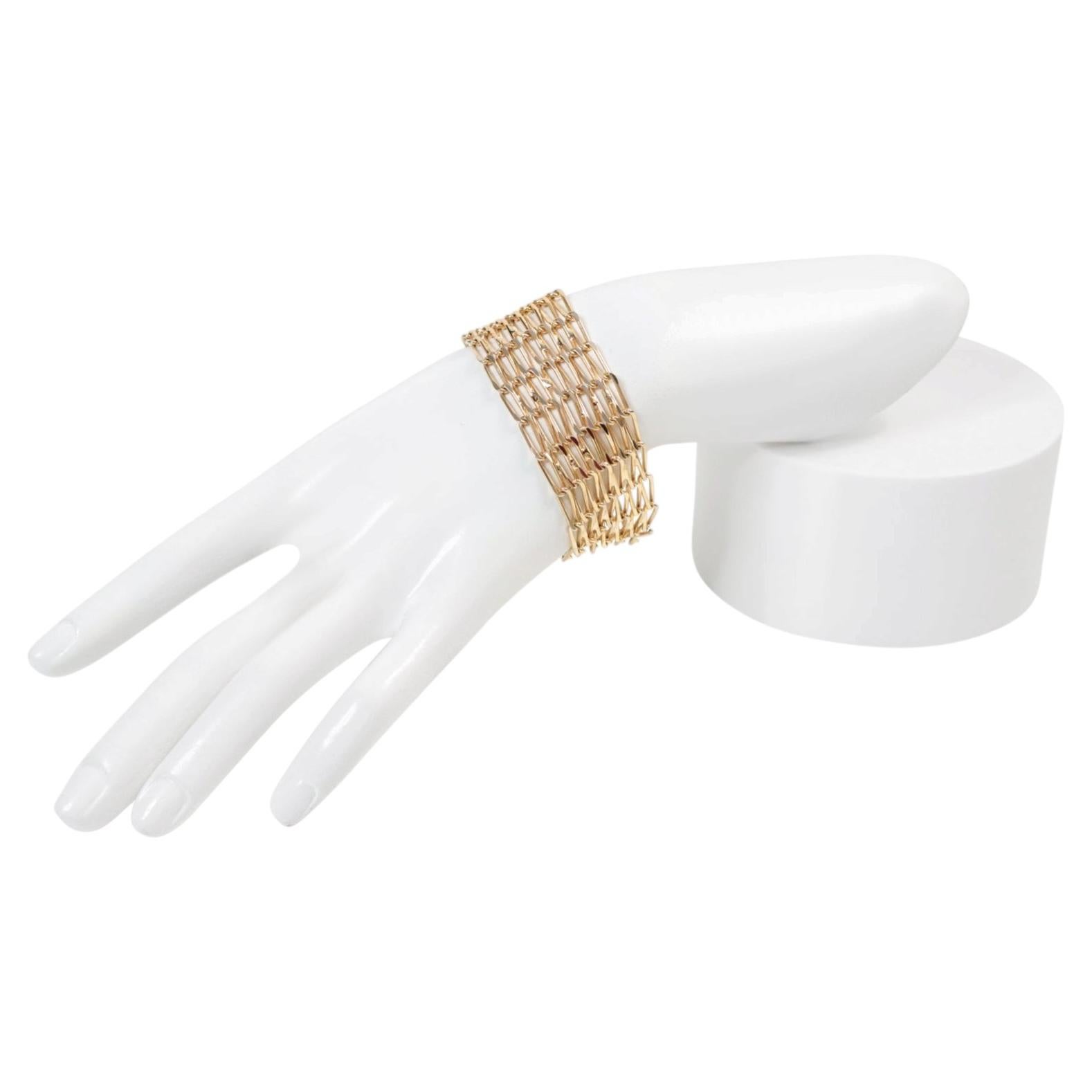 Vintage Hobe Jewelry Gold Tone Wide Link Bracelet, CIRCA 1970s