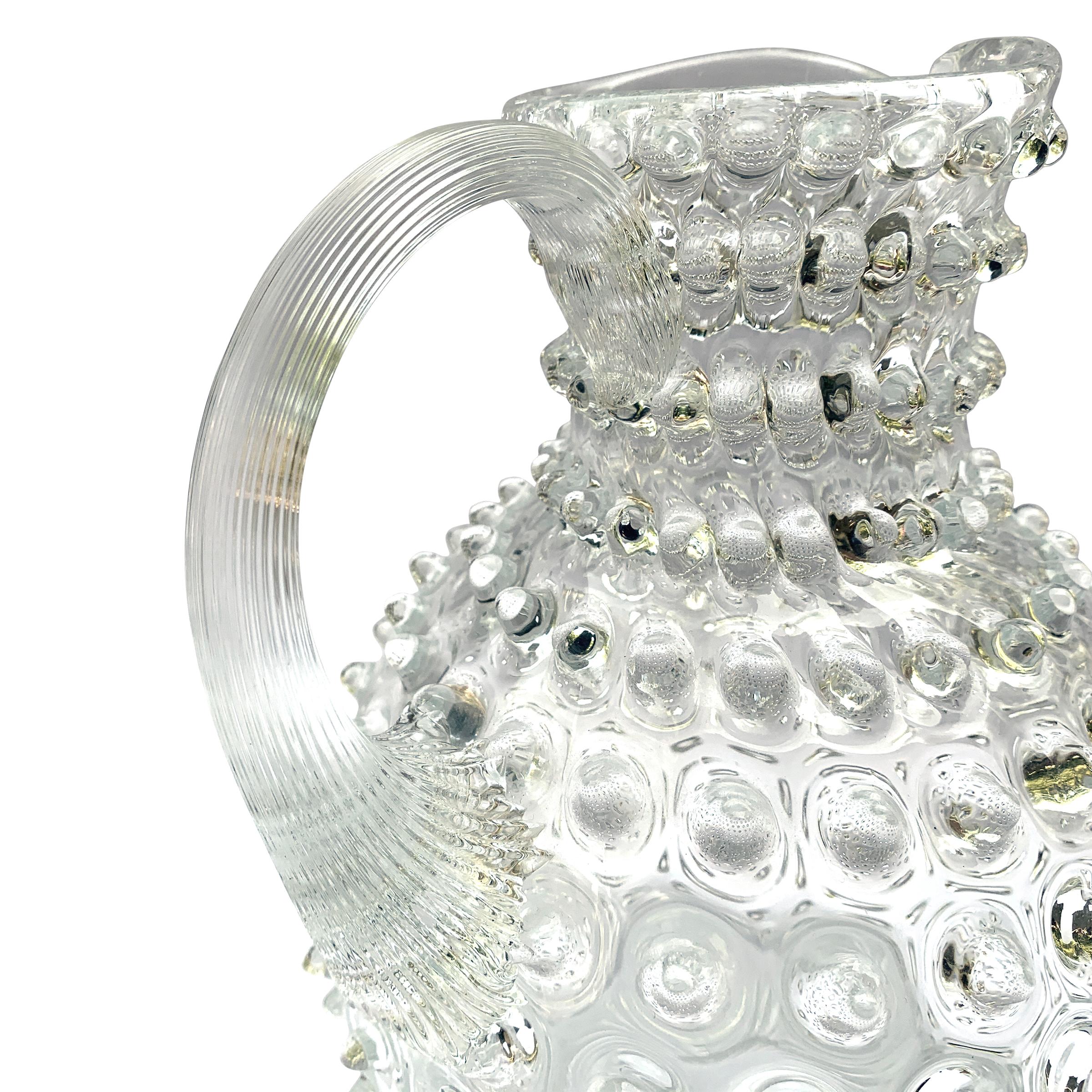 hobnail pitcher and glasses