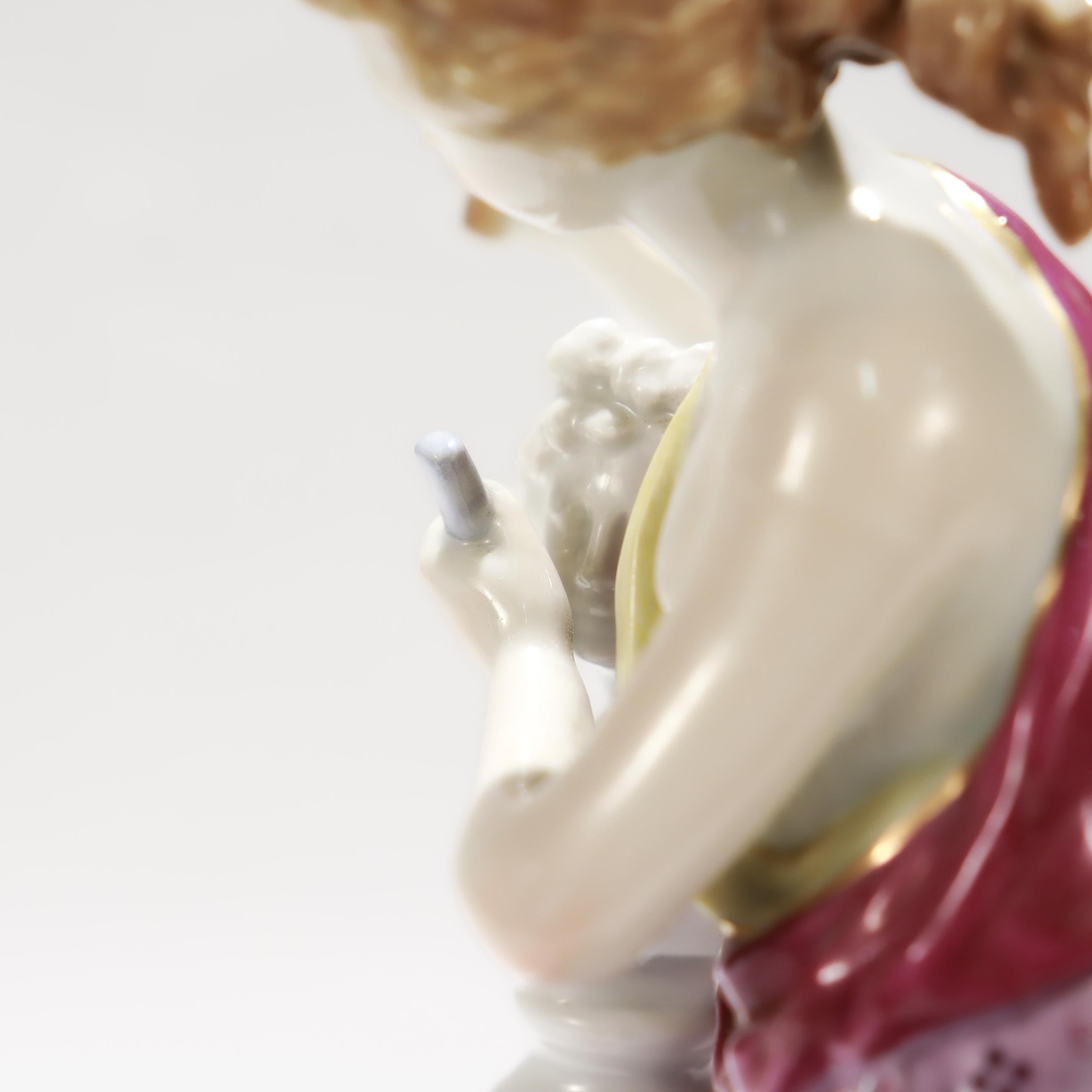 Vintage Höchst Style Porcelain Figurine of a Woman Sculpting a Bust For Sale 6