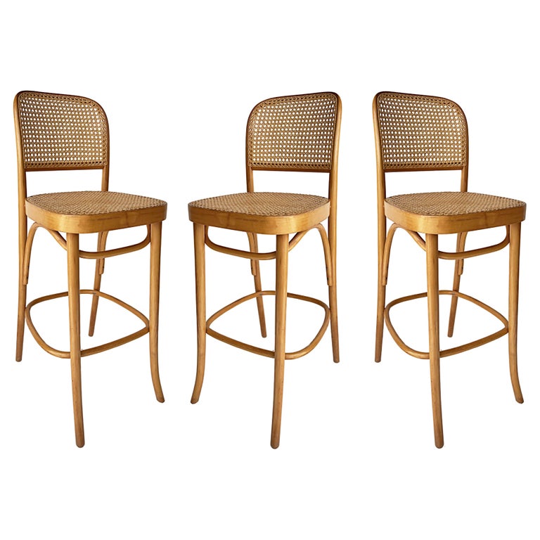 Vintage Hoffmann Bentwood Bar Stools, Set of 3 For Sale at 1stDibs